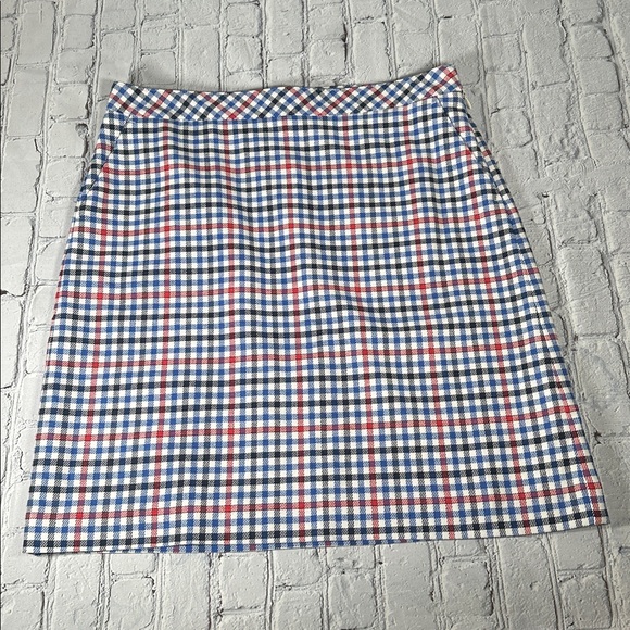 Talbots Gingham Plaid A-Line Skirt size 10 NEW Red Navy Blue Black White - Picture 3 of 16